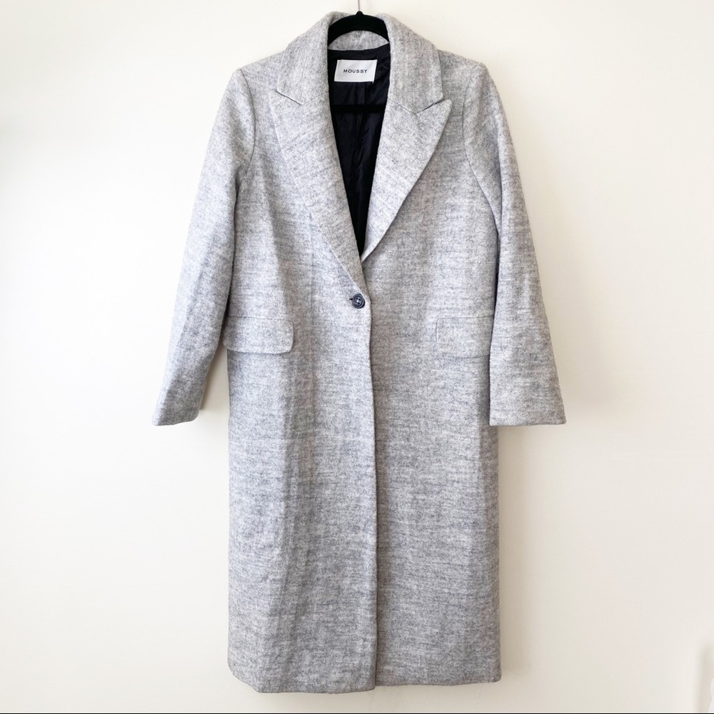 Moussy Single Breasted Gray Cotton Coat Size 3/Large